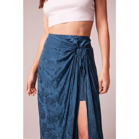 Band of the Free NWT Women's Celene Deep Teal Layered Midi Skirt - L - Picture 2 of 12